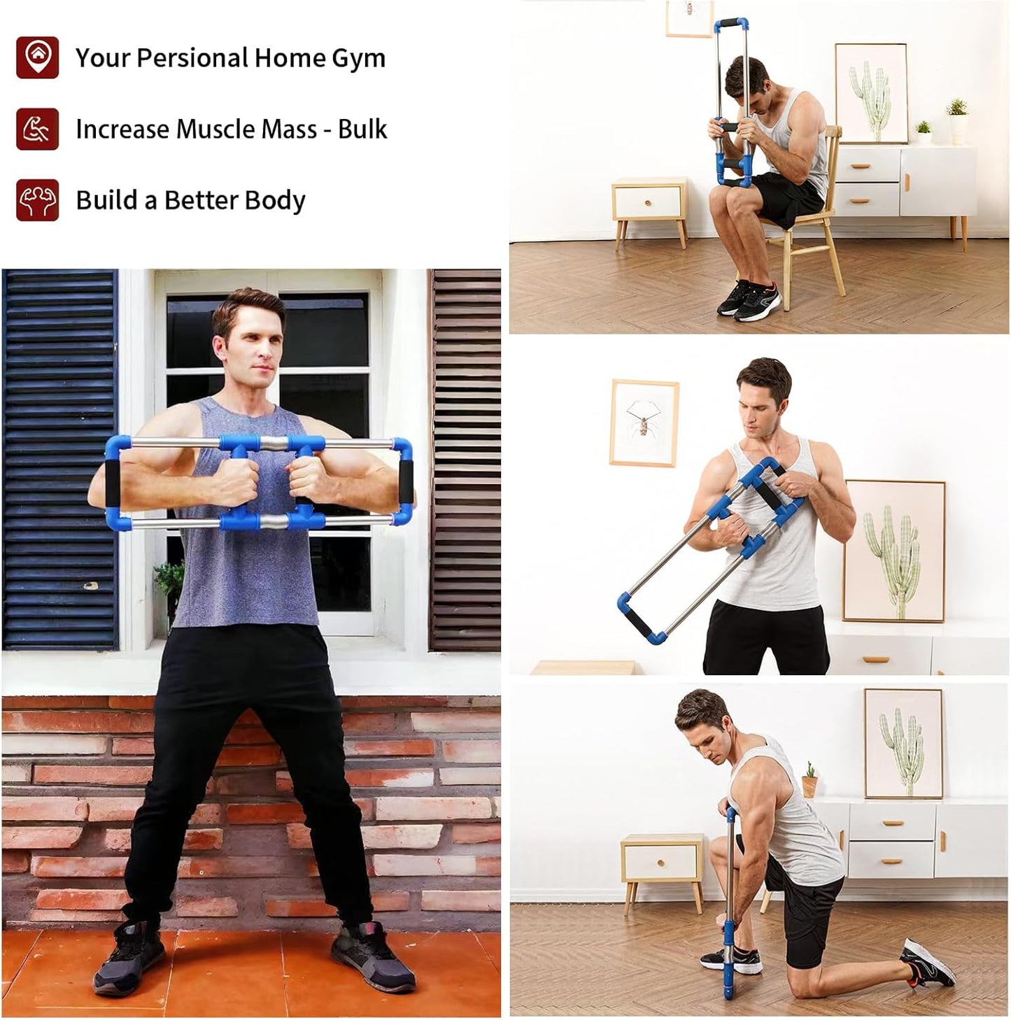 Push down Bar, Chest Exerciser at Home Workout Equipment | Upper Body Strength Trainer for Chest, Arm, Shoulder, Back and Abs, Home Fitness Equipment