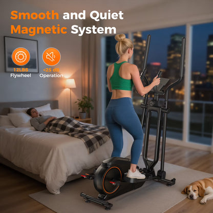 Foldable Elliptical Machines, 16 Resistance Levels Magnetic Elliptical Trainer for Home Gym Cardio with 350 Lbs Capacity