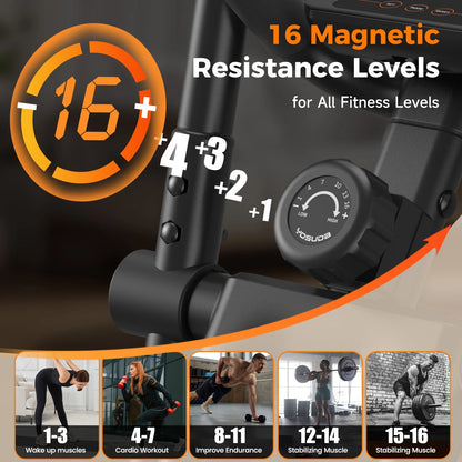 Foldable Elliptical Machines, 16 Resistance Levels Magnetic Elliptical Trainer for Home Gym Cardio with 350 Lbs Capacity