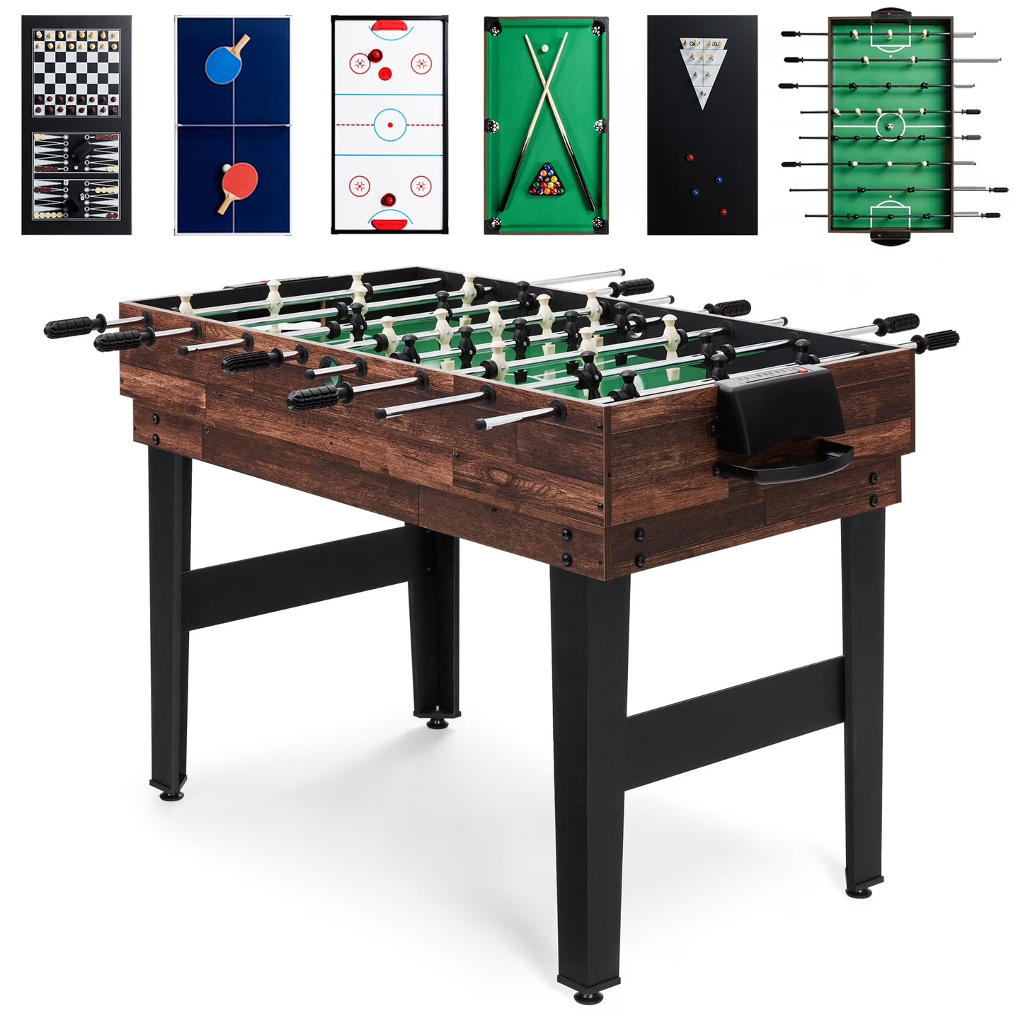 2X4Ft 10-In-1 Combo Game Table Set W/ Hockey, Foosball, Pool, Shuffleboard, Ping Pong - Natural