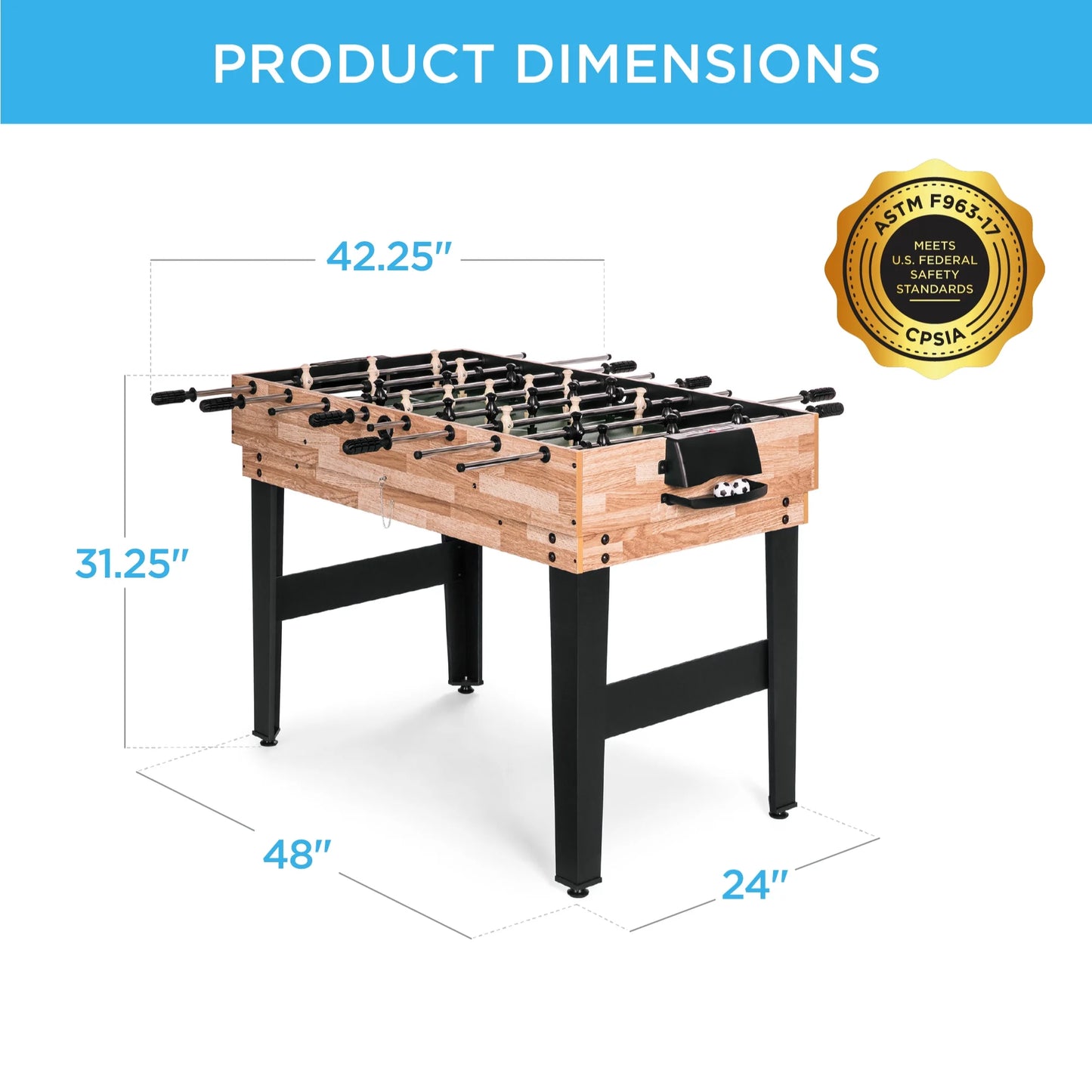 2X4Ft 10-In-1 Combo Game Table Set W/ Hockey, Foosball, Pool, Shuffleboard, Ping Pong - Natural
