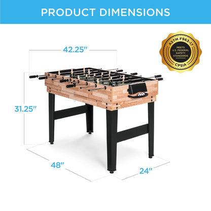 2X4Ft 10-In-1 Combo Game Table Set W/ Hockey, Foosball, Pool, Shuffleboard, Ping Pong - Natural