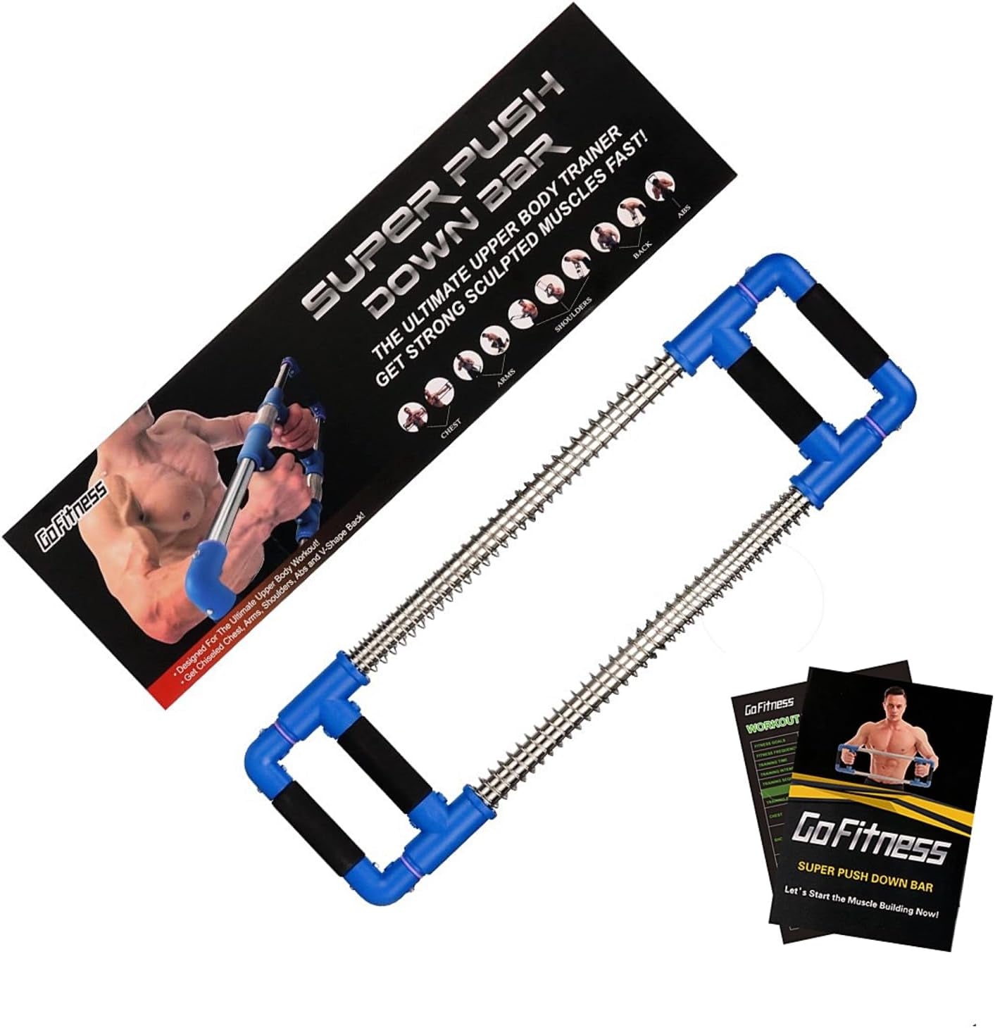 Push down Bar, Chest Exerciser at Home Workout Equipment | Upper Body Strength Trainer for Chest, Arm, Shoulder, Back and Abs, Home Fitness Equipment