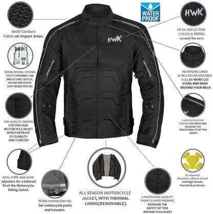 HWK Spyder Motorcycle Jacket for Men with Weather Resistant Cordura Textile Fabric for Enduro Motocross Jacket