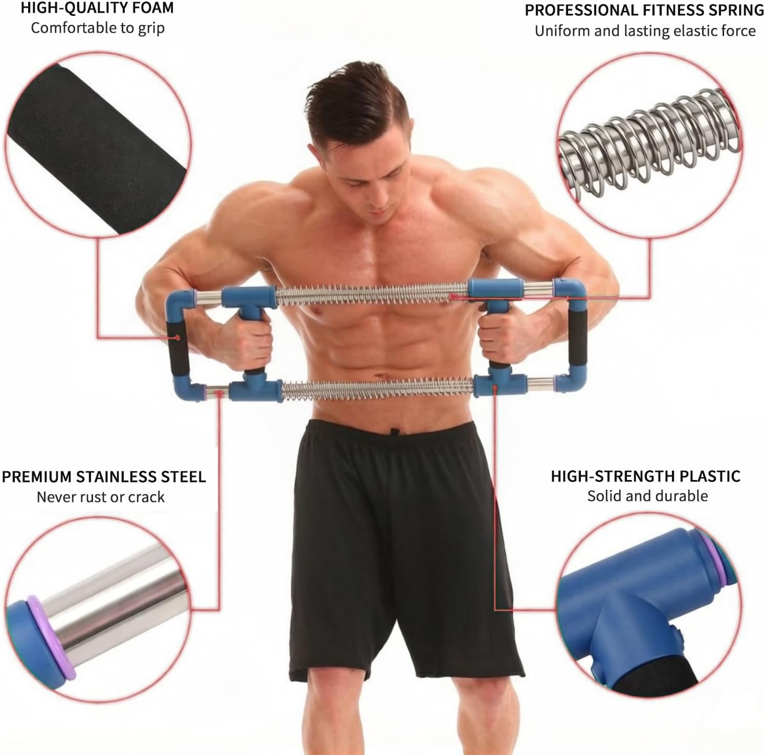 Push down Bar, Chest Exerciser at Home Workout Equipment | Upper Body Strength Trainer for Chest, Arm, Shoulder, Back and Abs, Home Fitness Equipment