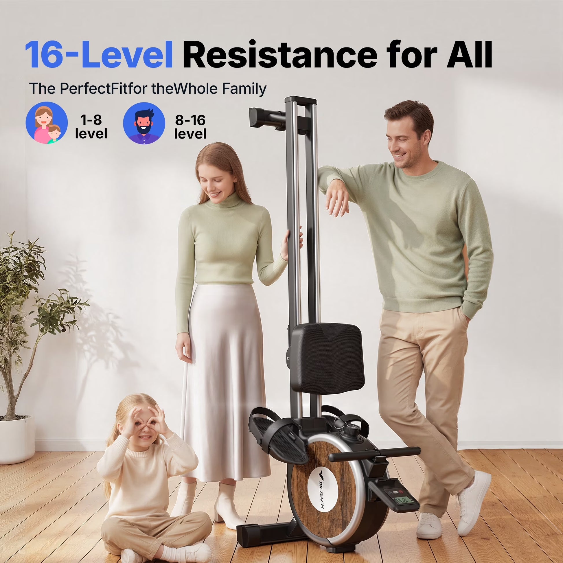 Magnetic Rowing Machine 350Lbs Weight Capacity, 16 Levels of Quiet Resistance, Bluetooth Rowing Machine for Home Workout
