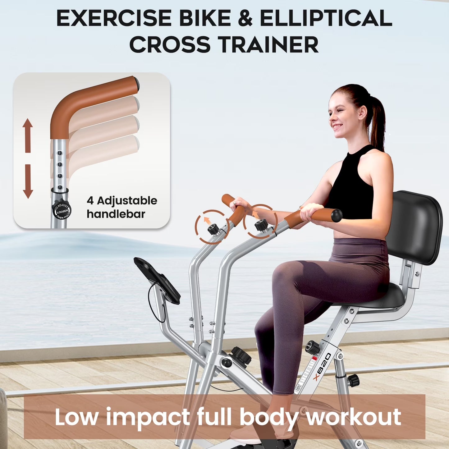 Magnetic Exercise Bike for Seniors with Arm Exerciser, Quiet Foldable Cycle for Home