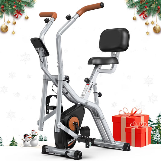 Magnetic Exercise Bike for Seniors with Arm Exerciser, Quiet Foldable Cycle for Home