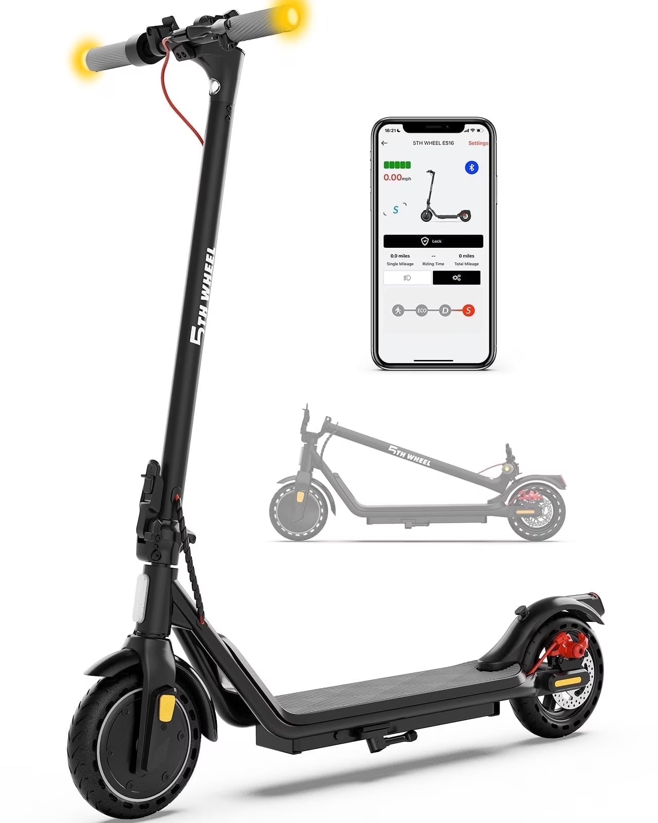 W16S 300W Electric Scooter with Turn Signal, 8.5” Solid Tires, 18Mph & 12Miles Range, Folding Commuting E-Scooter for Adults with APP Control, UL 2272