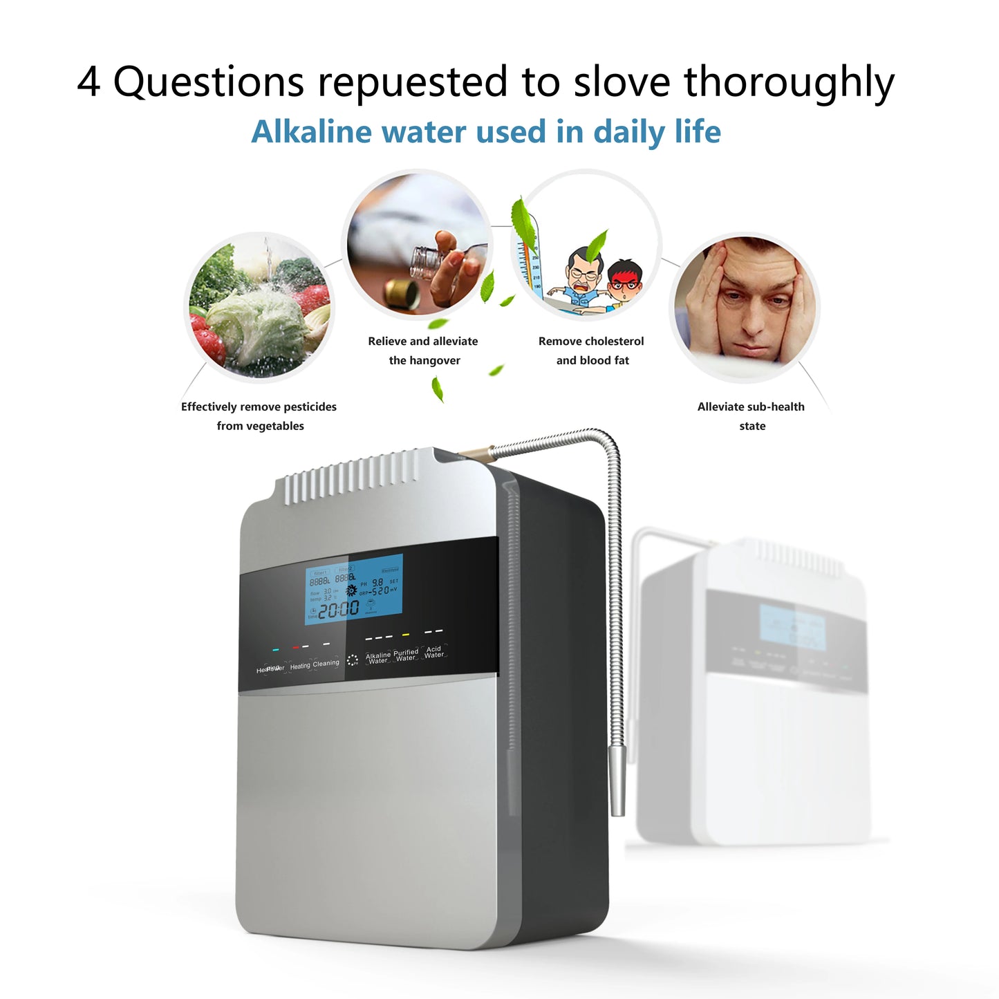Hight Quality 12000L Water Ionizer Purifier Machine Generator ORP-850 PH2.5-11.2 Alkaline Acid Water Instant Heating Filter