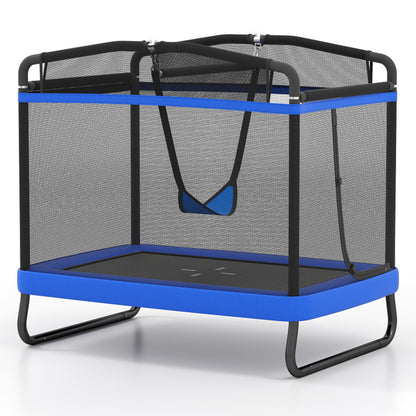 6 FT Kids Trampoline with Swing and Horizontal Bar Small Rectangle Trampoline