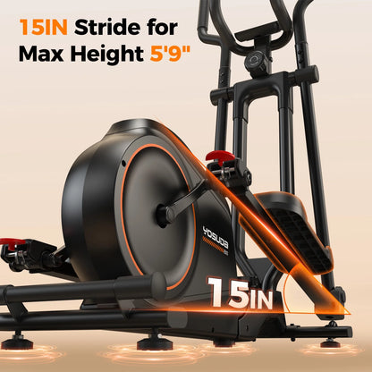 Foldable Elliptical Machines, 16 Resistance Levels Magnetic Elliptical Trainer for Home Gym Cardio with 350 Lbs Capacity