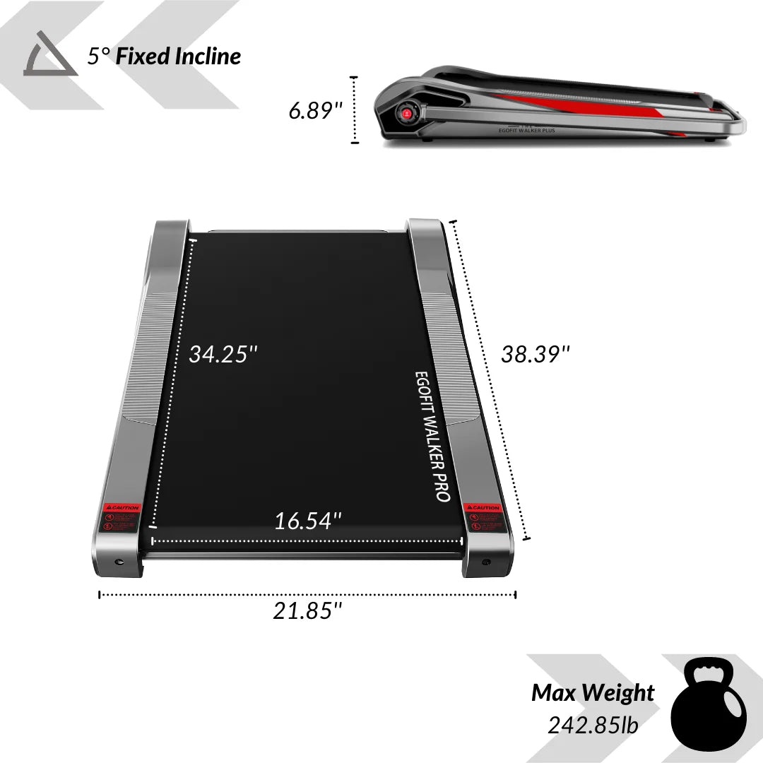 Walker Pro Smallest under Desk Electric Walking Treadmill for Home 2.0HP 5° Incline