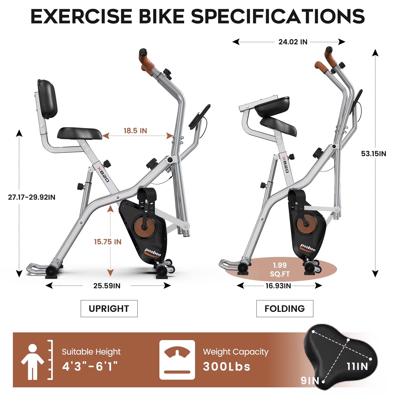 Magnetic Exercise Bike for Seniors with Arm Exerciser, Quiet Foldable Cycle for Home