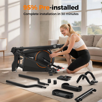 Foldable Elliptical Machines, 16 Resistance Levels Magnetic Elliptical Trainer for Home Gym Cardio with 350 Lbs Capacity